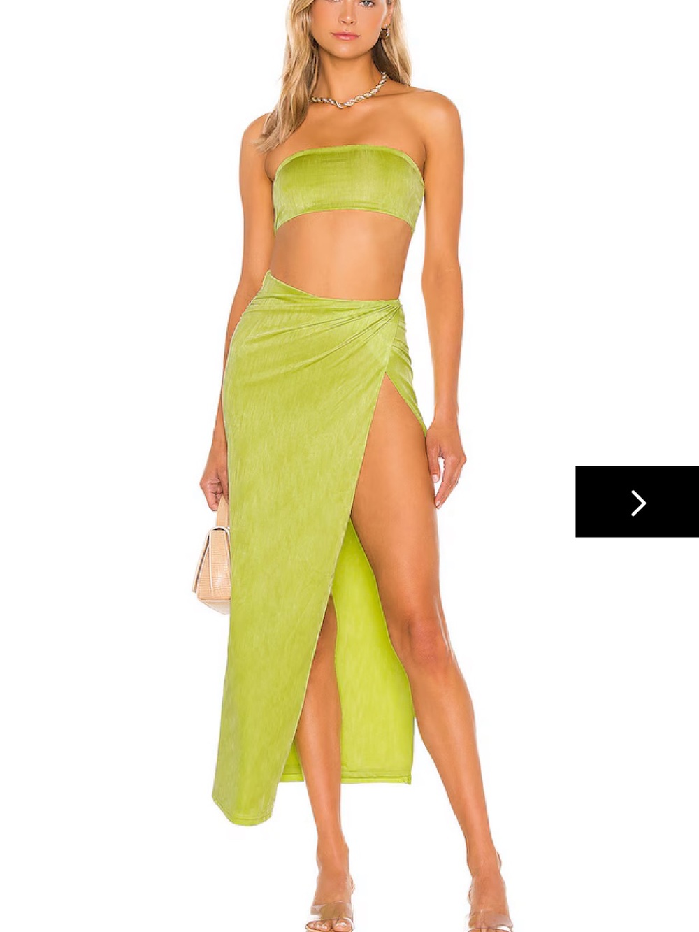 Superdown Citron High Waisted Slit Wrap Skirt